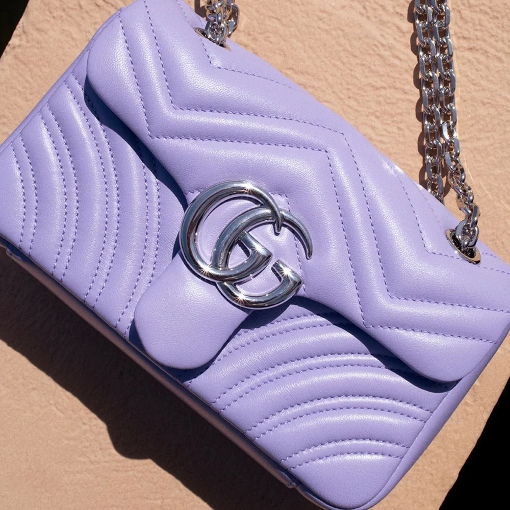 Gucci Light Purple Quilted Chain Shoulder Bag - Picture 1 of 16